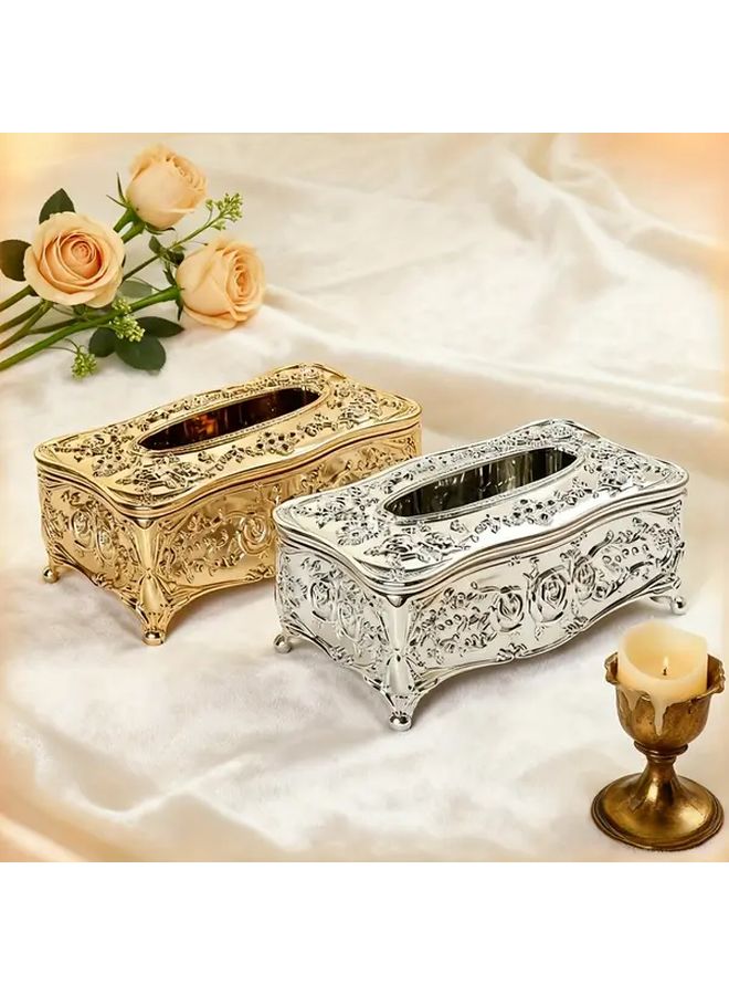 Premium Rose Golden And Silvery Tissue Box Set Of 2 For Bathroom Bedroom Living Room - Image 2